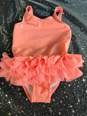 Cat & Jack Girls Coral Pink Ruffle One-Piece Swimsuit
